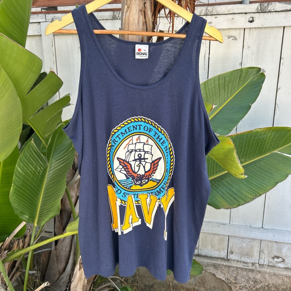 Vintage 90s Signal U.S. Navy Tank Top Made USA Single Stitch XL